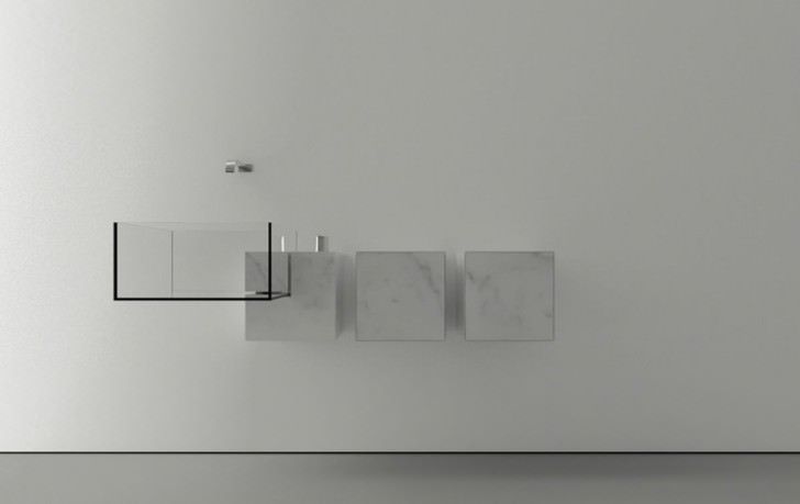 kub basin glass marble clear minimalist