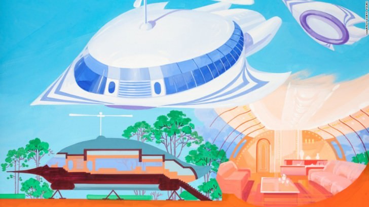 Exhibiting more blue-sky thinking, this image depicts a flying house that can double up as a hovercraft. North Korean's Architect and Designer's Vision Of The Future