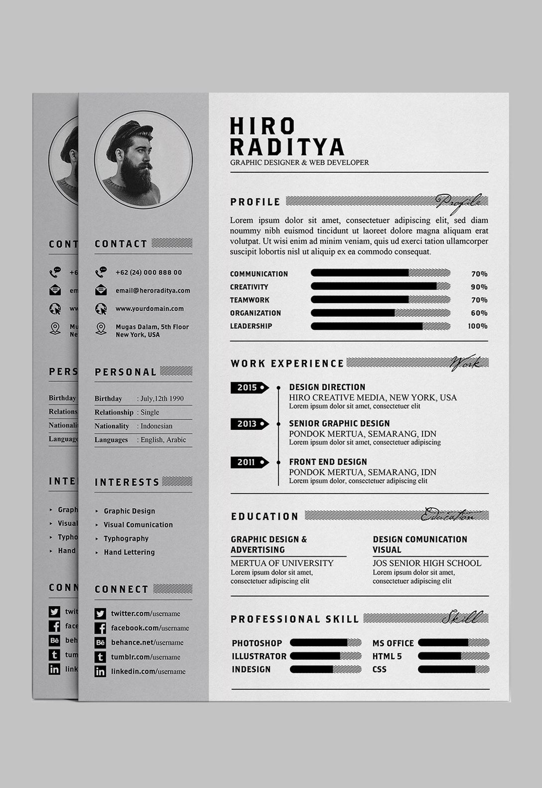 7 Free Editable Minimalist Resume CV In Adobe Illustrator And Photoshop ...